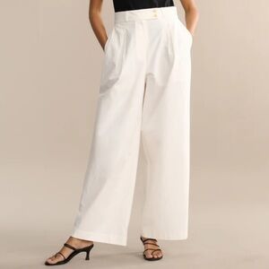 Jenni Kayne Newport Trouser Pant Wide Leg White Womens 2 NWT Cotton Coastal Chic